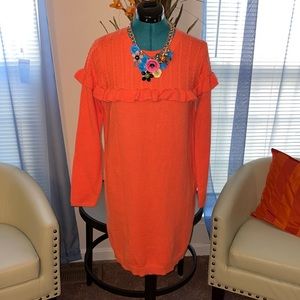 Tailya | Vibrant Orange Long Sleeve Sweater Dress